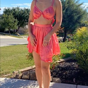 Free People Satin Wrap Slip Dress in Hot Pink
